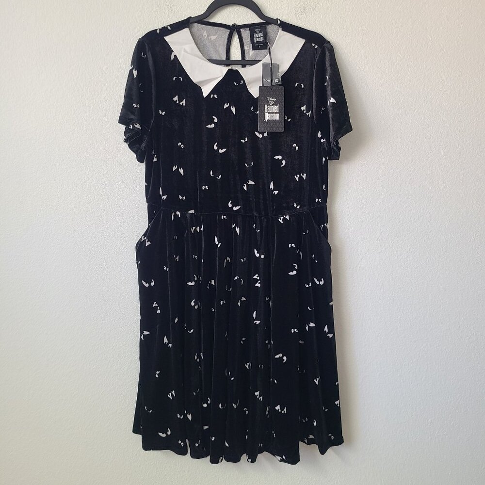 Torrid Disney The Haunted Mansion Velvet Collared Dress Plus Size 1X Black